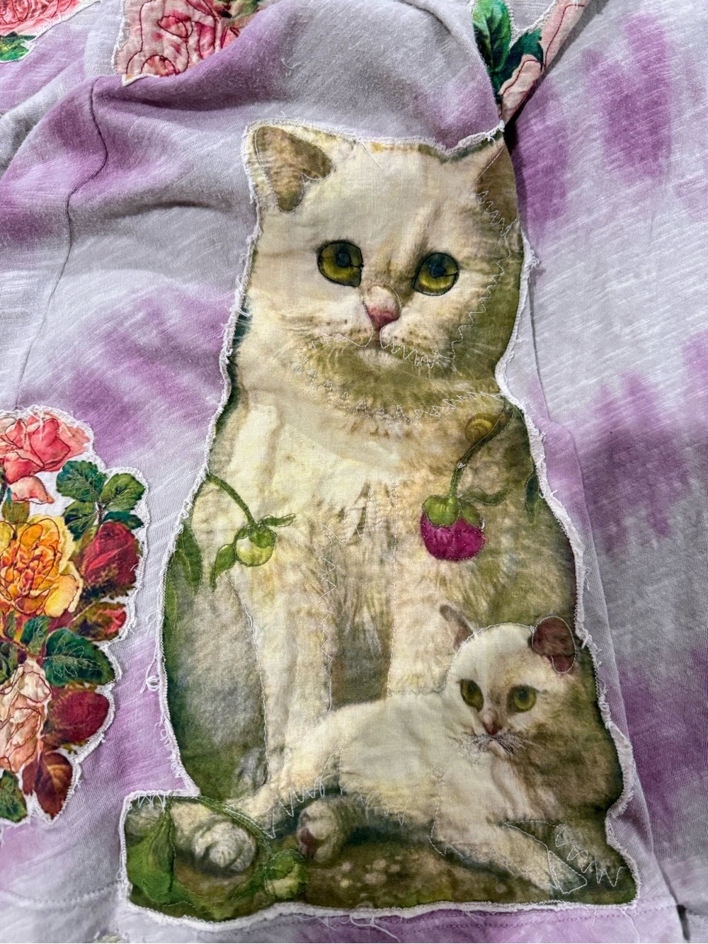 Magnolia Pearl Cat Kitty Jersey Tie Dye Applique Tee Shirt Dress Juniper - Picture 3 of 10